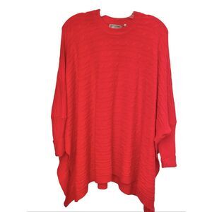 Patrizia Luca Milano Red Cable Knit Poncho sweater O/S